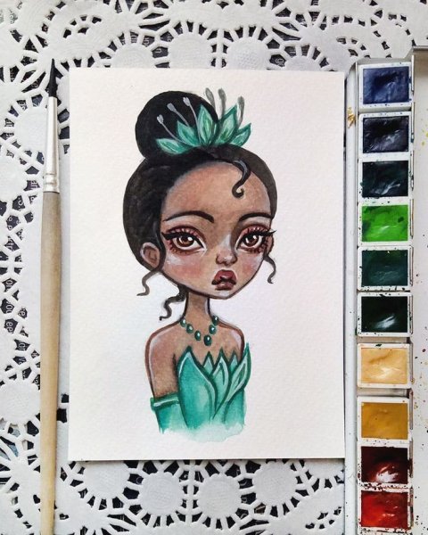 Рисунок принцессы в скетчбуке