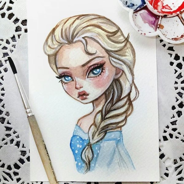 Рисунки принцесс Дисней в скетчбуке