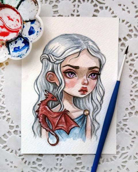 Рисунок принцессы в скетчбуке