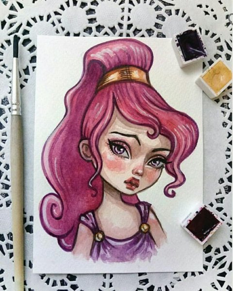Рисунок принцессы в скетчбуке