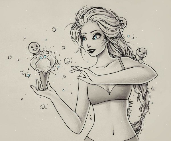 Рисунок принцессы в скетчбуке