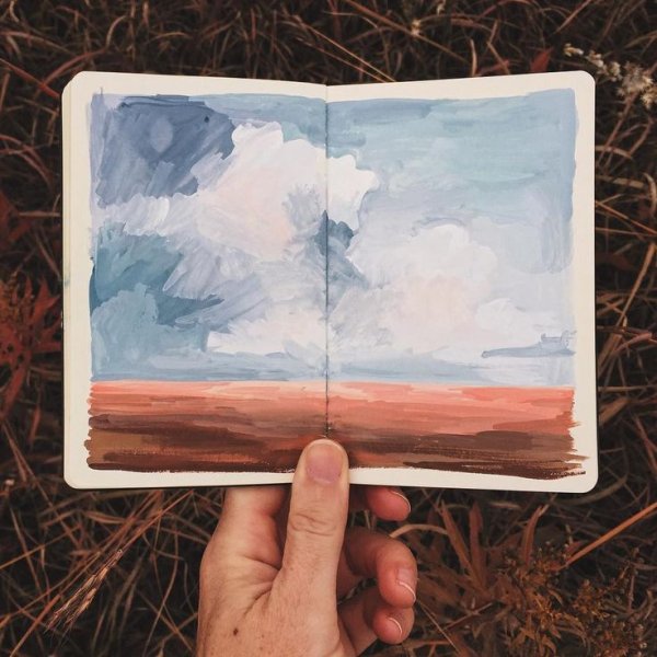 Пейзажи акварелью в скетчбуке