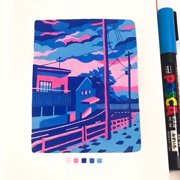 Пейзажи маркерами легкие