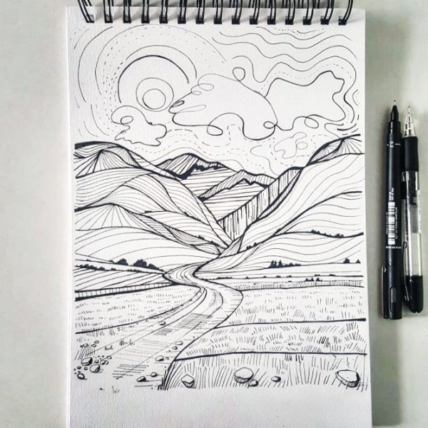 Мини пейзажи для скетчбука