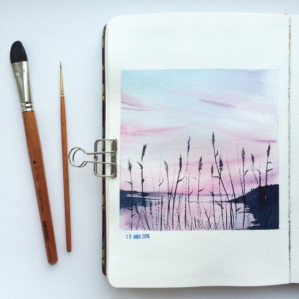 Рисования акварелью для скетчбука