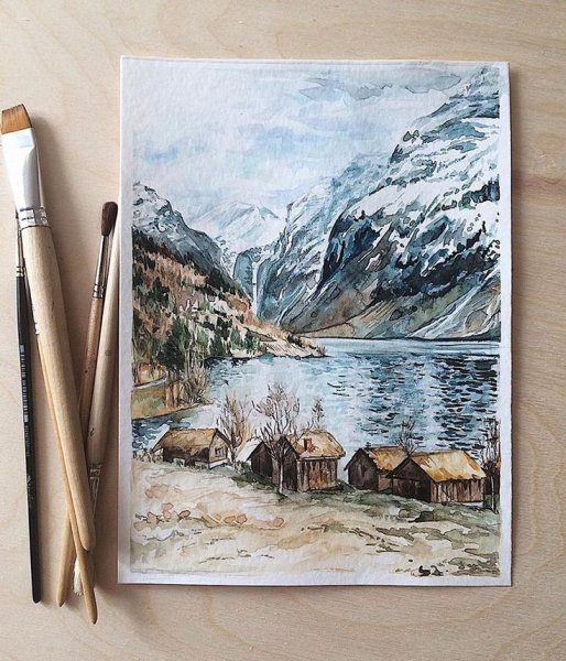 Маленькие пейзажи акварелью легкие