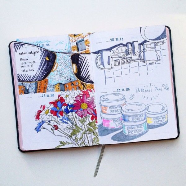 Оформление календаря в скетчбуке