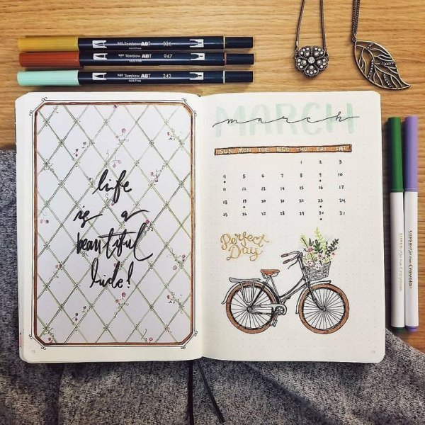 Разворот на март Bullet Journal