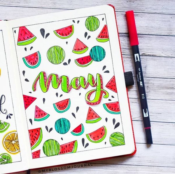 Bullet Journal идеи первого разворота