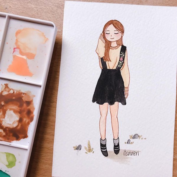 Милые девочки в скетчбук