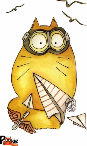 Смешной кот акварель