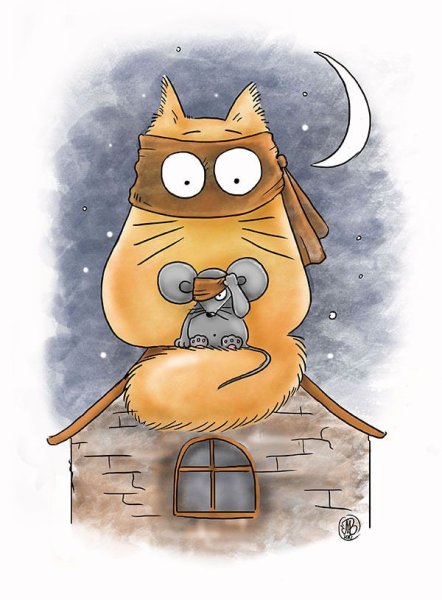 Прикольный кот мультяшный