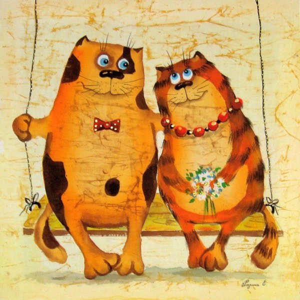 Забавные кошки в картинах