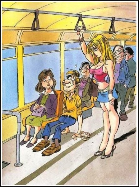 Девушка в маршрутку карикатура