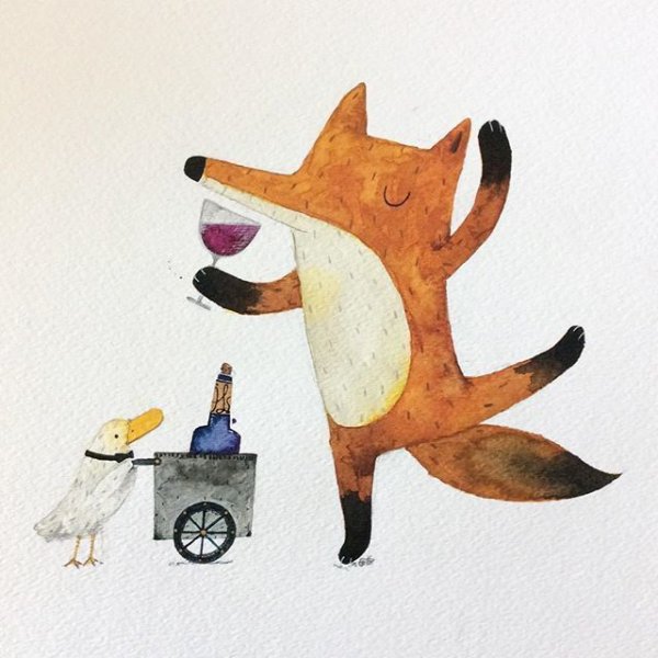 Лиса с бокалом