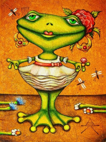 Лягушка рисованная смешная