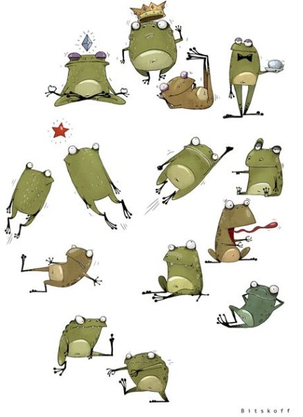 Лягушка прикольная рисованная