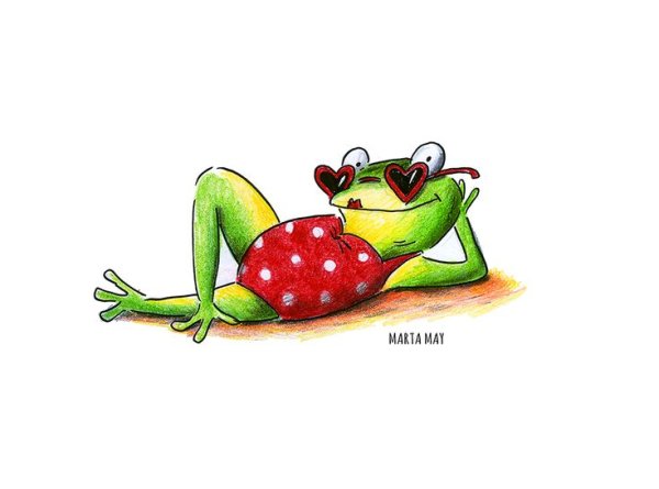 Лягушка прикольная рисованная