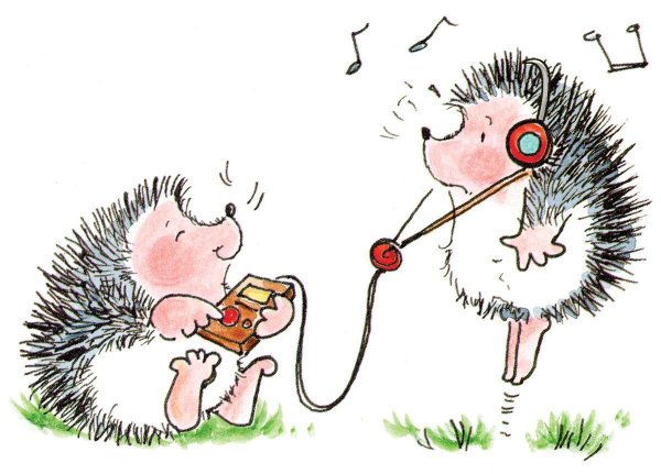 Веселые ежики иллюстрации