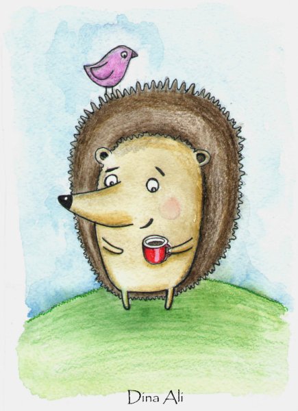 Ежик пьет кофе