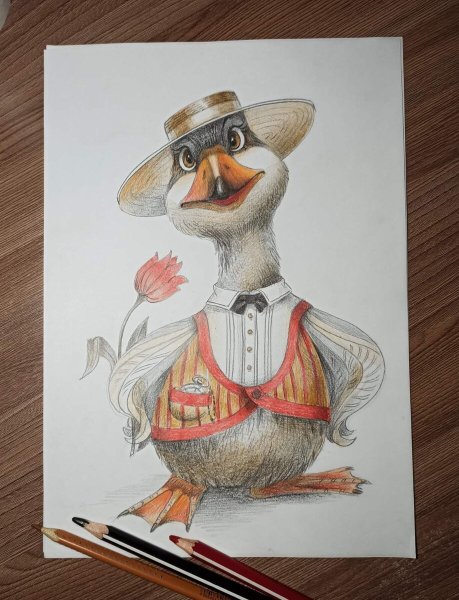 Нарисованный Гусь прикольный