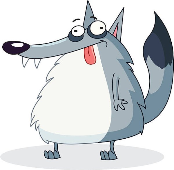 Смешной мультяшный волк