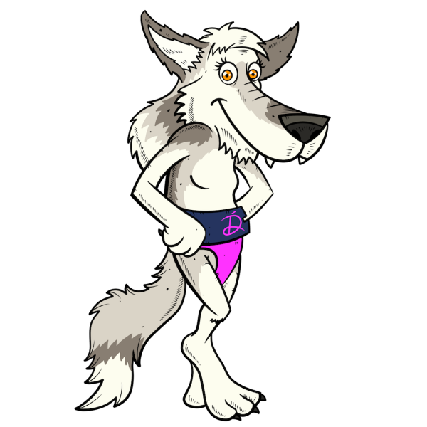 Смешной мультяшный волк