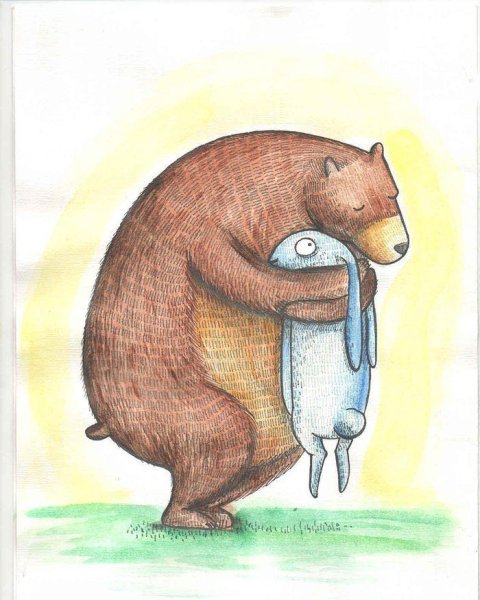 Медведь обнимает