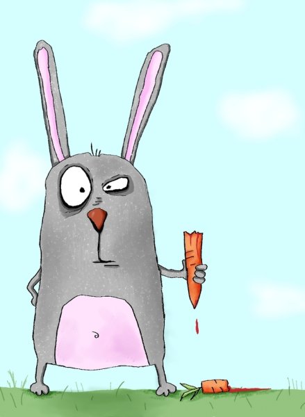 Прикольный заяц с морковкой