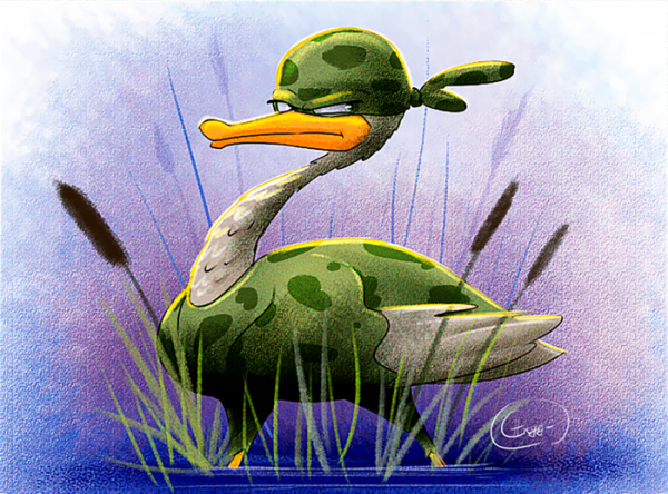 Утка нарисованная смешная