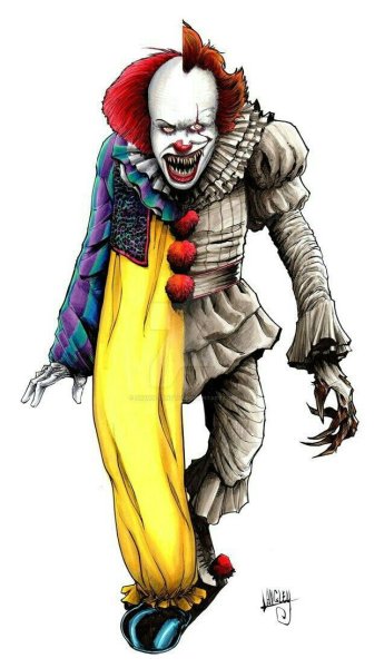 Страшный клоун карандашом