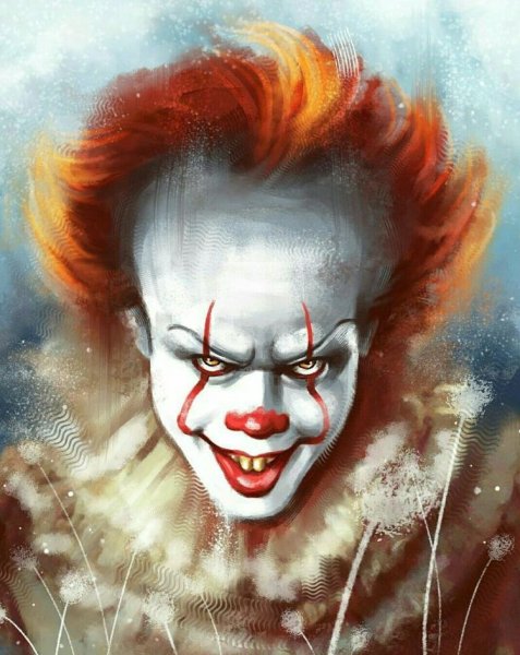 Страшный клоун карандашом