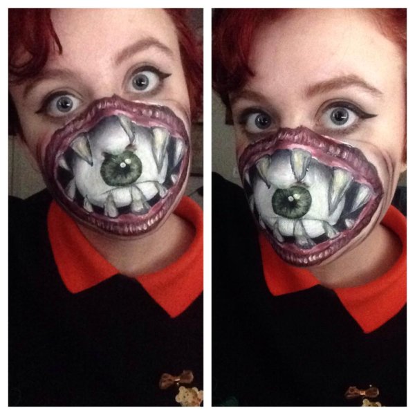 Черно белый макияж на Хэллоуин