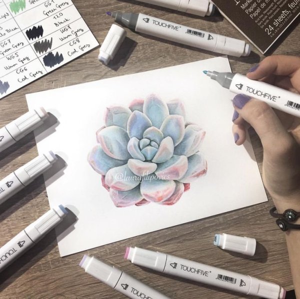 Поэтапное рисование маркерами для скетчинга