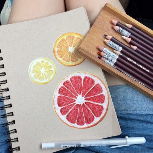 Скетчбук цветными карандашами