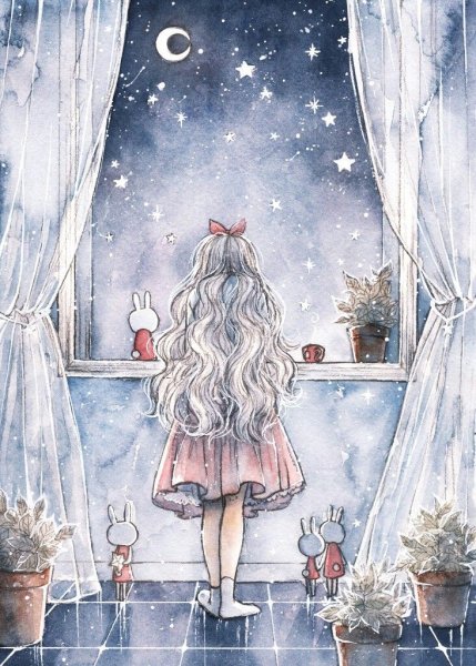 Нарисованные девушки зимой