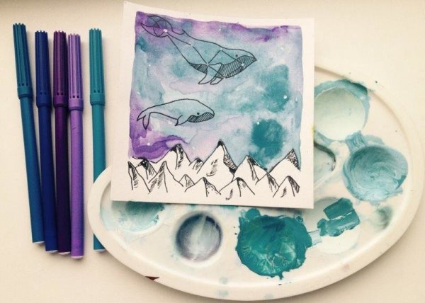 Рисование акварелью в скетчбуке