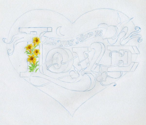 Композиция в виде сердца рисунок