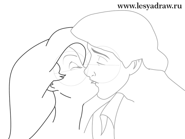 Поэтапное рисование поцелуя