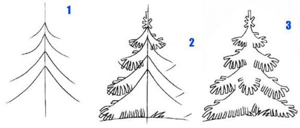 Поэтапное рисование елки в подготовительной группе