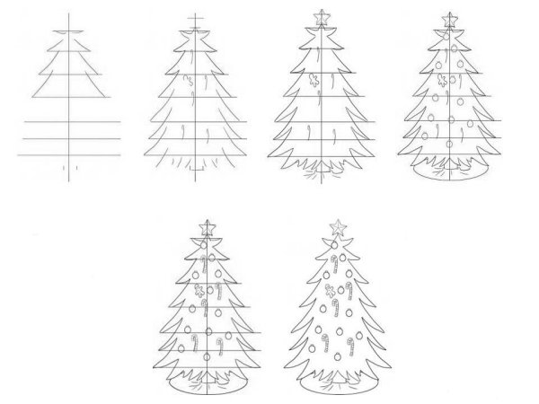 Поэтапное рисование ели