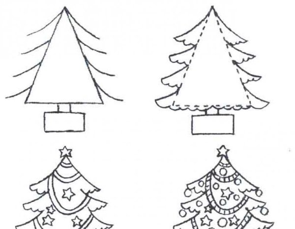 Рисунок на новый год 1 класс пошагово