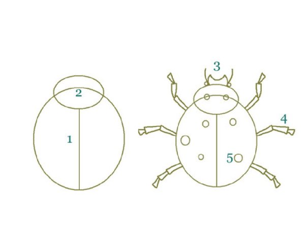 Этапы рисования Божьей коровки для детей