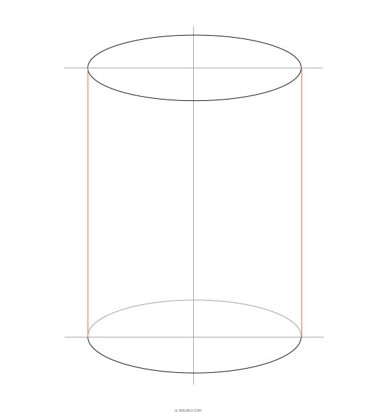 Этапы рисования цилиндра