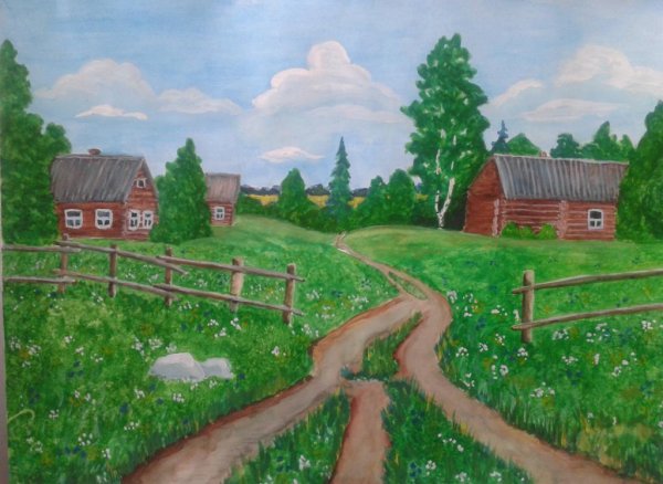 Рисовать Деревенские пейзажи