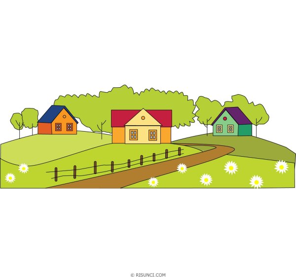 Срисовать деревню