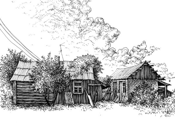 Деревня рисунок