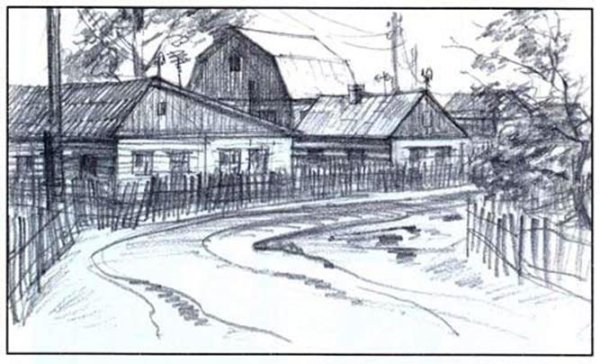 Линейная перспектива деревня