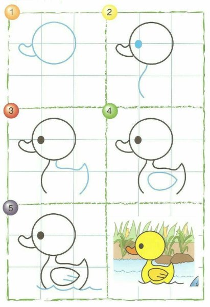 Утка поэтапное рисование для детей