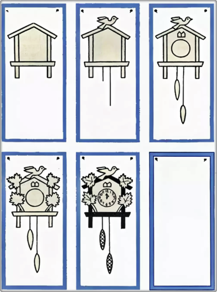Нарисовать часы с кукушкой поэтапно
